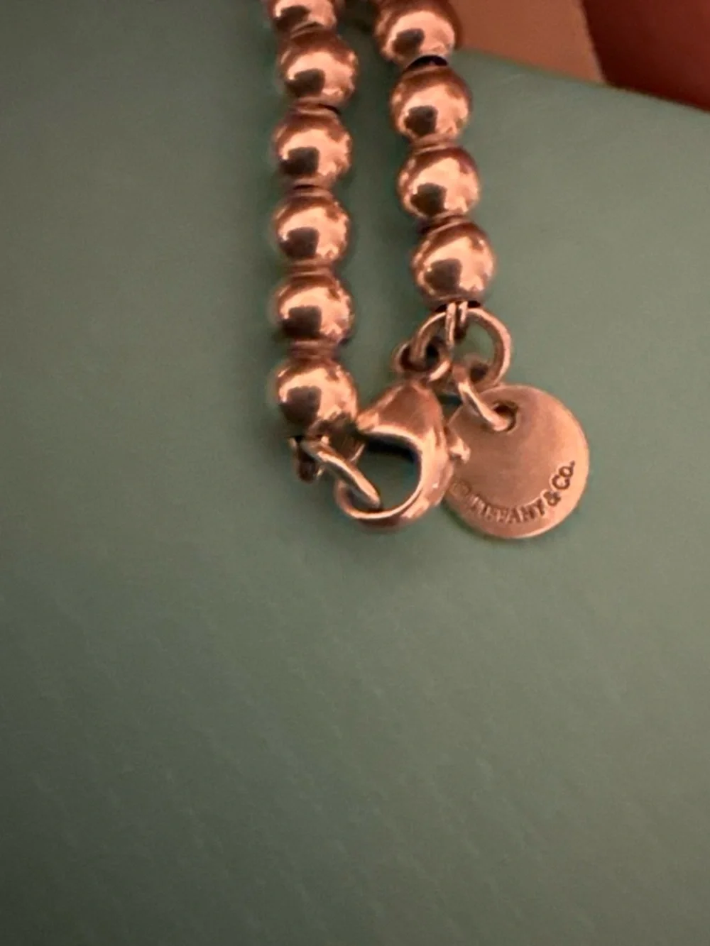 Tiffany & Co. Silver Bead Bracelet with Open Heart Charm